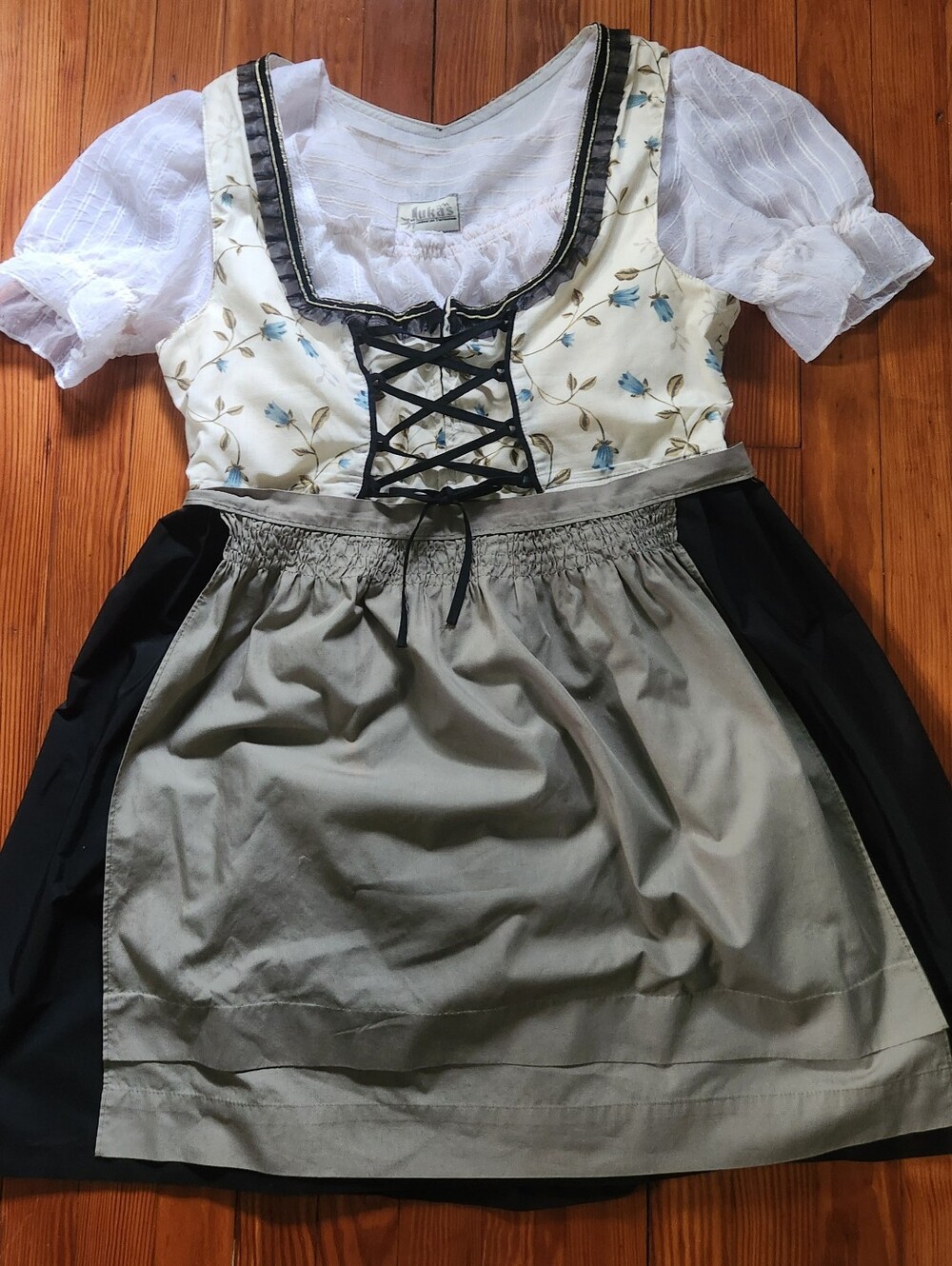 Vtg Lukas Landhaus Dirndl with Blouse & Apron Sz.46